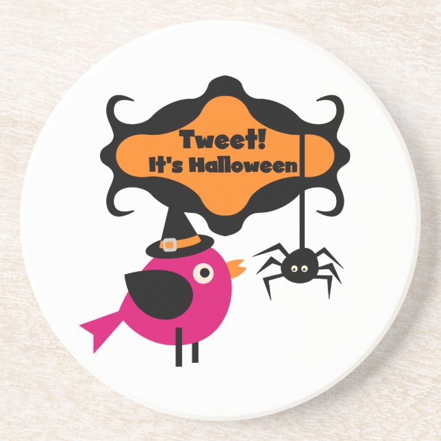 Porta-copos De Arenito Tweet Halloween T-shirts e presentes (Frente)