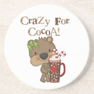 Porta-copos De Arenito Urso da menina louco para o cacau