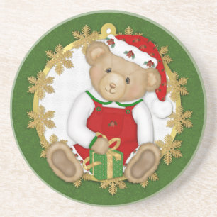 Porta-copos De Arenito Urso de Teddy de Natal - Menino