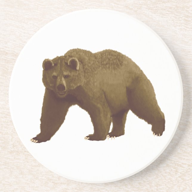 Porta-copos De Arenito Urso Grizzly (Frente)