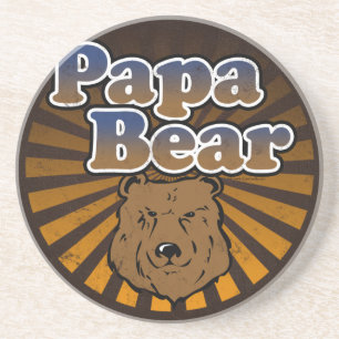 Porta-copos De Arenito Urso legal da papá, Brown/presente azul/Dourado d