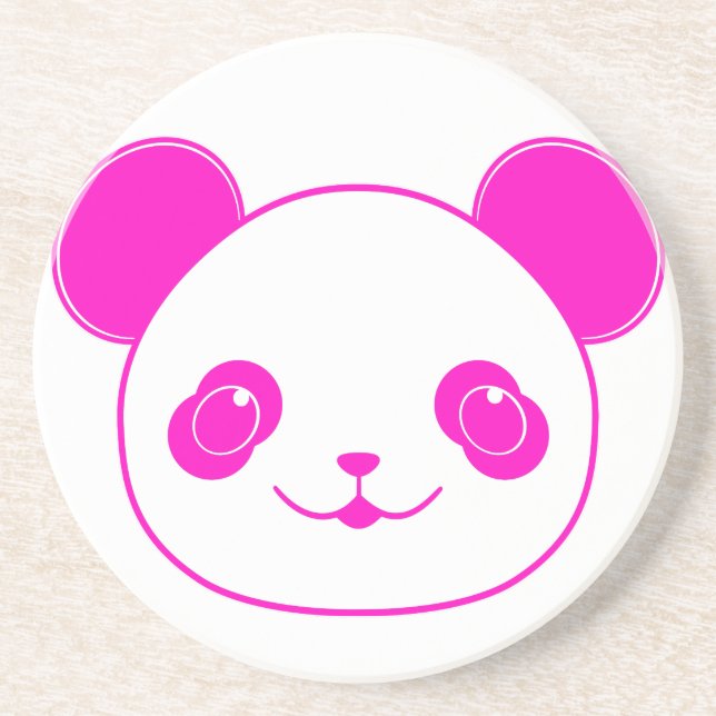 Porta-copos De Arenito Urso Panda de Kawaii Rosa (Frente)