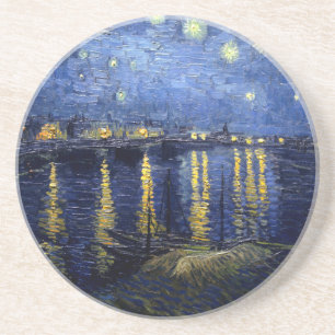 Porta-copos De Arenito Van Gogh Starry Night Sobre Rhone