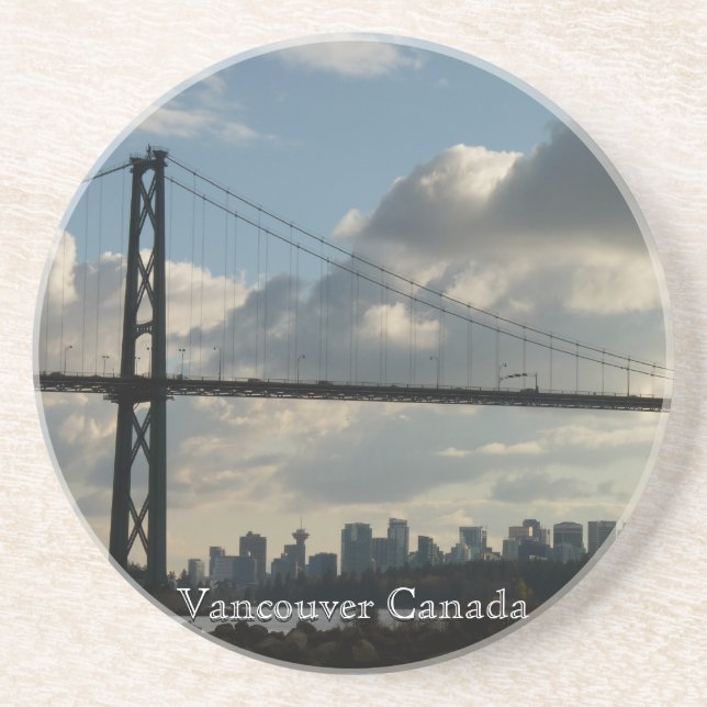 Porta-copos De Arenito Vancouver Souvenir Coasters Lions Gate Cityscape (Frente)