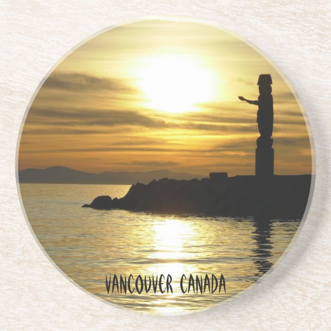 Porta-copos De Arenito Vancouver Souvenir Coasters Vancouver Sunset Gifts (Frente)