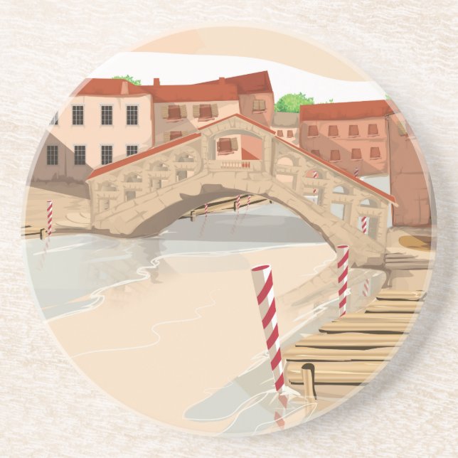 Porta-copos De Arenito Veneza (Frente)