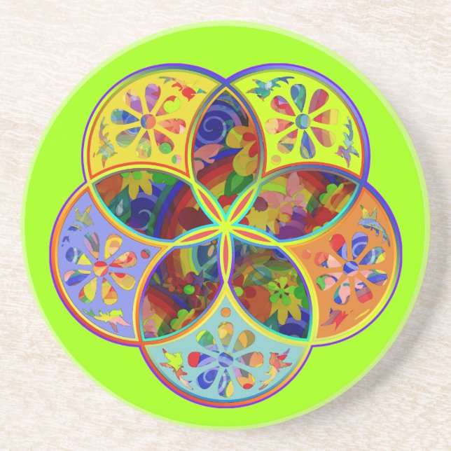 Porta-copos De Arenito Venus Flower of Love fineART Flower Power (Frente)