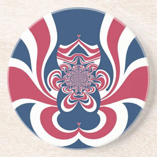 Porta-copos De Arenito Vermelho Azul Caleidoscópio Impressão (Frente)