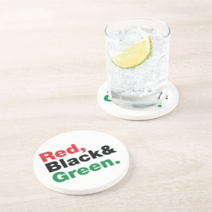 Porta-copos De Arenito Vermelho, Preto e Verde.