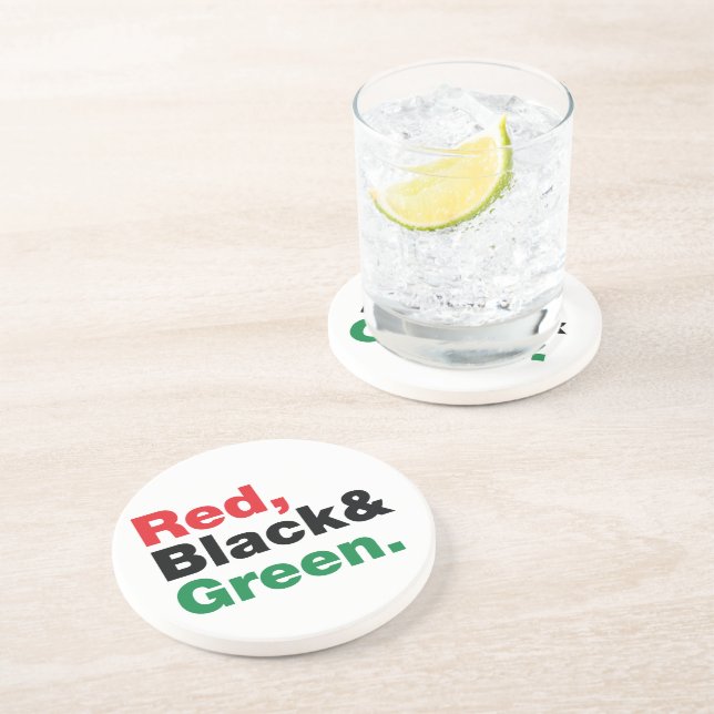 Porta-copos De Arenito Vermelho, Preto e Verde. (Lateral)