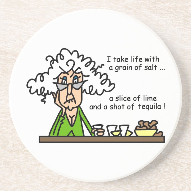 Porta-copos De Arenito Vida e Tequila Humor (Frente)