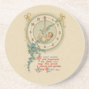 Porta-copos De Arenito Vintage Anos novos Baby Clock