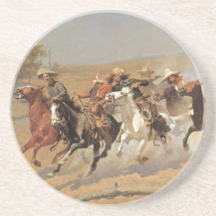 Porta-copos De Arenito Vintage Cowboys, A Dash For Timber por Remington