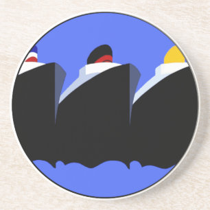 Porta-copos De Arenito Vintage Cruise Ship Art Deco Poster