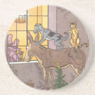 Porta-copos De Arenito Vintage Fairy Tale, Bremen Town Musicians, Hauman