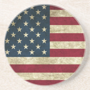 Porta-copos De Arenito Vintage Patriotic Grunge EUA Flag