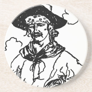 Porta-copos De Arenito Vintage Pirates Sketch de um Capitão por Howard P