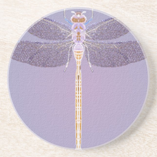 Porta-copos De Arenito Violet Dragonfly (Frente)