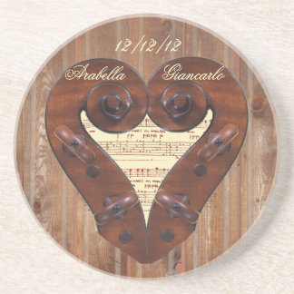 Porta-copos De Arenito Violin Scroll Heart