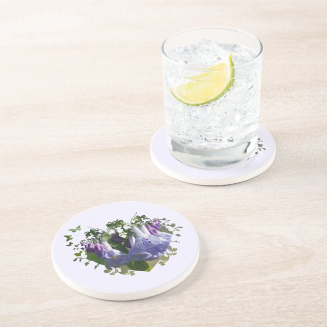 Porta-copos De Arenito Virginia Bluebells Wildflorls (Lateral)