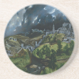 Porta-copos De Arenito Vista de Toledo, El Greco