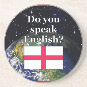 Porta-copos De Arenito Você fala o inglês? em inglês. Bandeira & terra