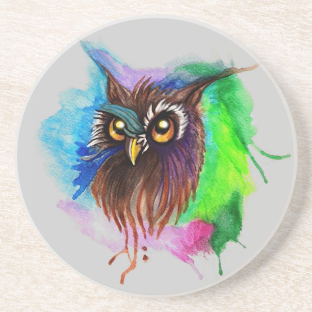 Porta-copos De Arenito Watery Wood Owl (Frente)