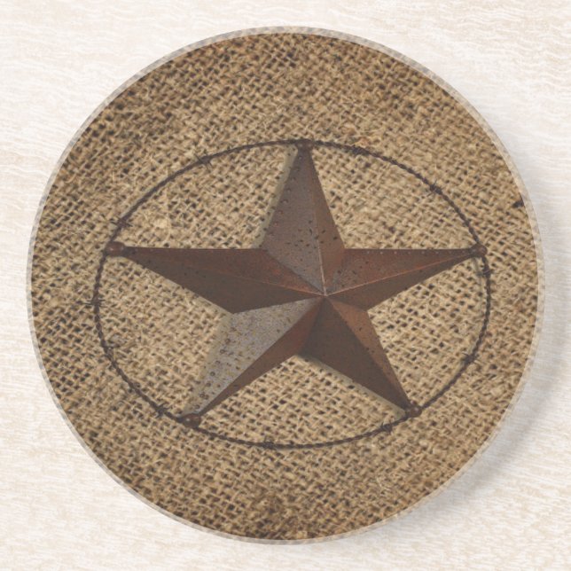 Porta-copos De Arenito Western Country Ruslap Primitive Texas Star (Frente)