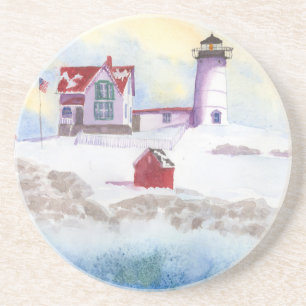 Porta-copos De Arenito winter at Nubble LIghthouse in Maine