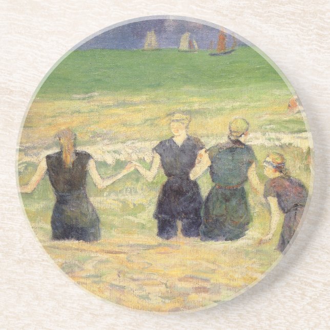 Porta-copos De Arenito Women Bathing Dieppe por Paul Gauguin (Frente)