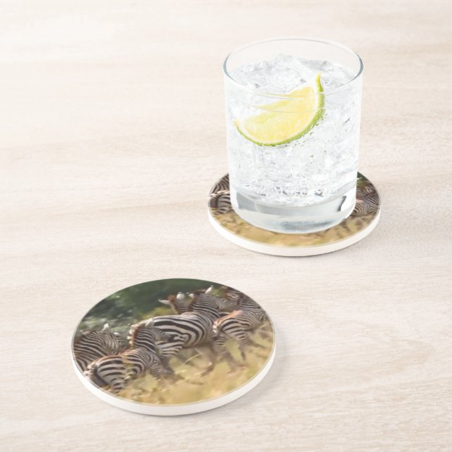 Porta-copos De Arenito Zebras em Movimento: Uma Viagem de Mil Milhas (Lateral)