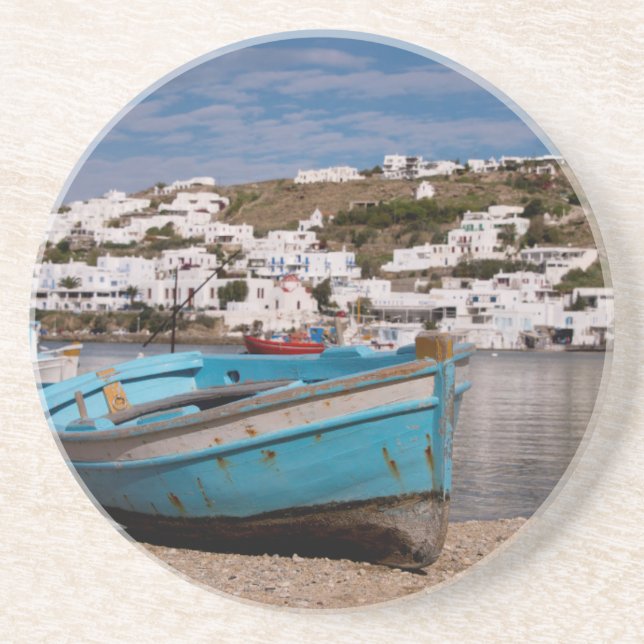 Porta-copos De Arenito Zona portuária com navios de pesca gregos (Frente)