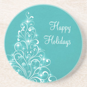 Porta copos de Árvore de Férias Sparkly, Aqua