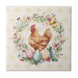 Porta copos de Azulejo Hen Fleur de Lis