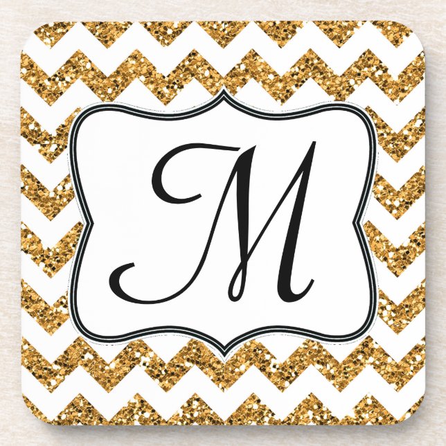 Porta copos de Bebida do Monograma com Glitter Dou (Frente)