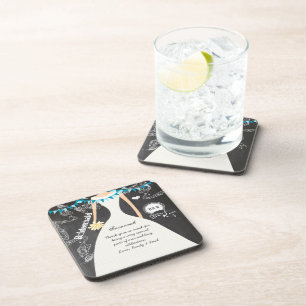 Porta copos de Casamento de Chalkboard Bride & Gro