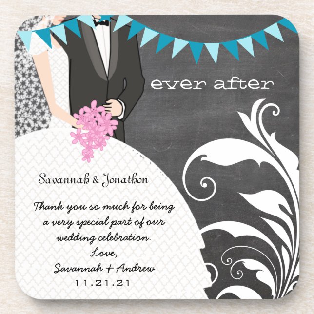 Porta copos de Casamento de Chalkboard Bride & Gro (Frente)