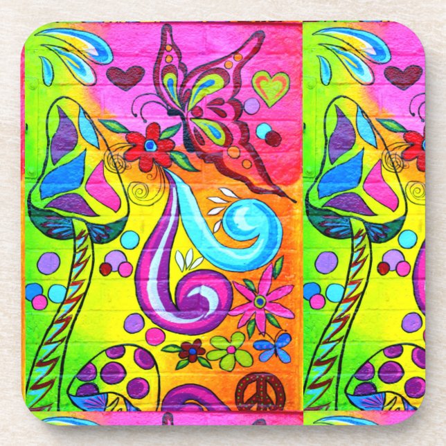 porta copos de cogumelos mágicos psíquicos groovy (Frente)