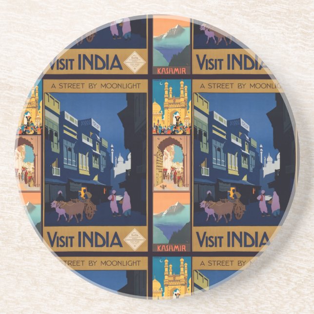 Porta copos de colagem de Posteres de viagens da Í (Frente)