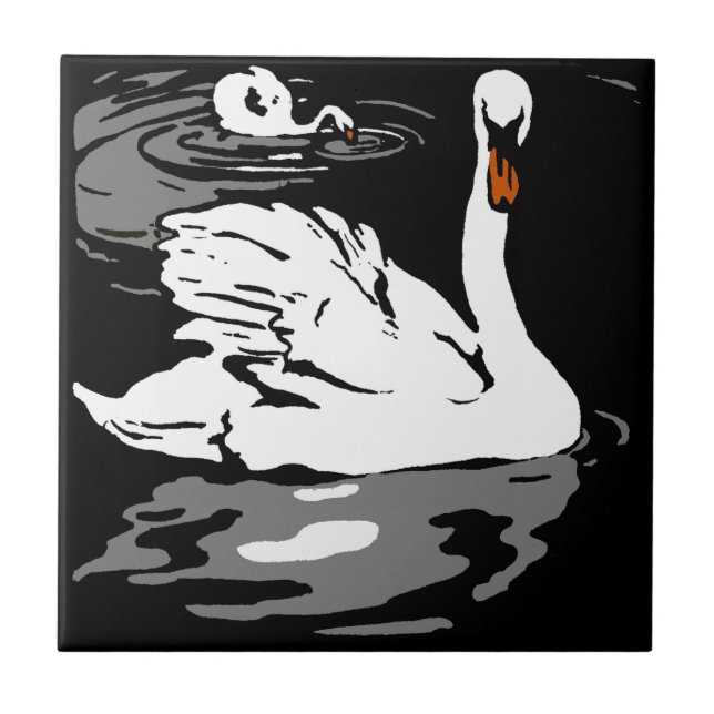 Porta copos De Corte Vitoriano Em Greve - Cisnes (Frente)