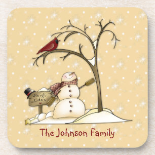 Porta copos de Cortiça Vermelha de Pássaro Neve 