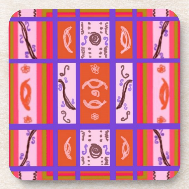 Porta copos de cortiça Xadrez curva (Frente)