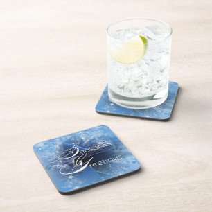 Porta copos de Fita Azul de Natal