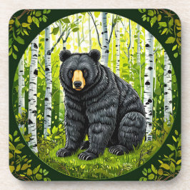 🐻 Porta-copos de Floresta de Bétula de Urso Preto