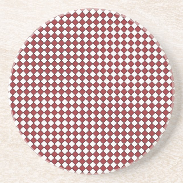 Porta copos de Gingham Vermelho, Preto e Branco (Frente)
