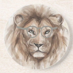 Porta copos de Leão de Aquarela em bege e castanh