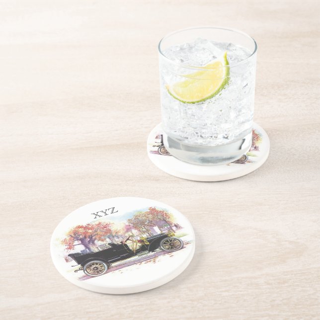 porta copos de monograma personalizado carro vinta (Lateral)