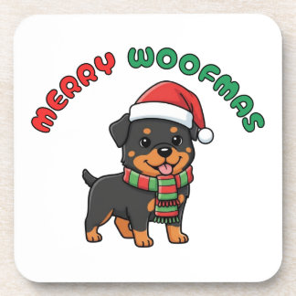Porta copos de natal Rottweiler: Feliz Woofmas