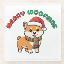 Porta copos de Natal Shiba Inu: Feliz Woofmas