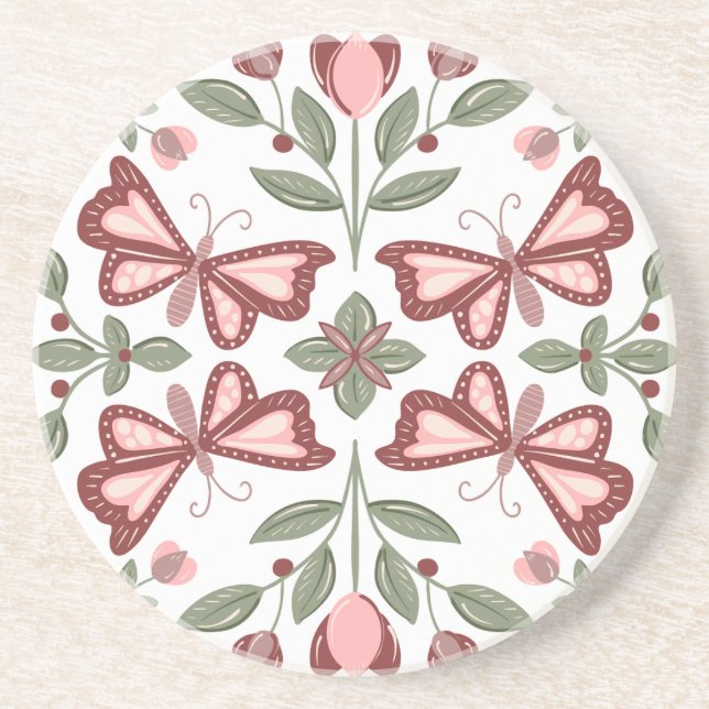Porta copos de padrão borboleta desenhada à mão (Frente)